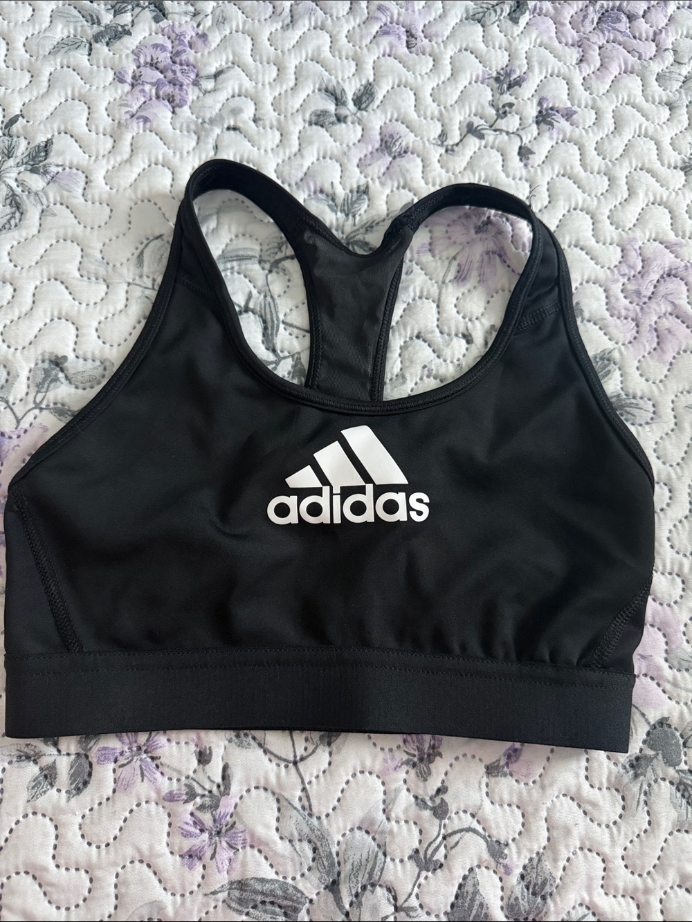 adidas Black Sports Bra with White Logo